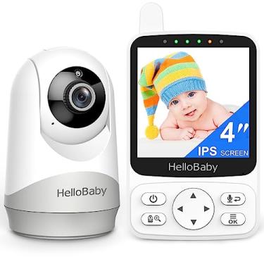 Imagem de HelloBaby Monitor com bateria de 29 horas e visualização IPS de 4 polegadas, sem WiFi, monitor de vídeo para bebé com câmara e áudio de 1000 pés de longa gama visão noturna automática de 2 vias