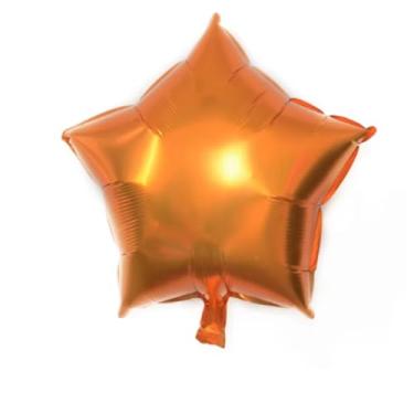 Imagem de Kit 10 Balão Estrela Metalizado 18" (45cm) Foil – Diversas Cores – Decoração de Festa, Aniversário, Casamento, Formatura, Chá Revelação, Eventos, Balão Hélio ou Ar (laranja)