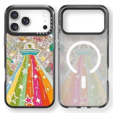 Imagem de Rosarnnah Capa fofa para iPhone 17 Pro Max - Compatível com Magsafe - Capa de telefone durável à prova de choque de 2 m - Design Alien ET engraçado (6,9 polegadas) preta