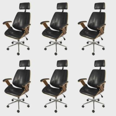 Imagem de Kit 6 Cadeiras para Escritorio Presidente Bergen 3331