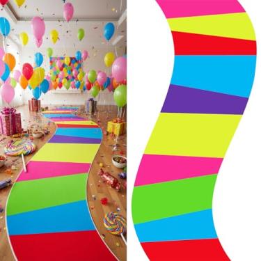Imagem de Tinideya Decoração de festa de doces de 39 x 99 cm, tapete colorido de poliéster, corredor, princesa, passarela, para festa temática de doces, terra, artigos de aniversário, porta-malas ou petiscos