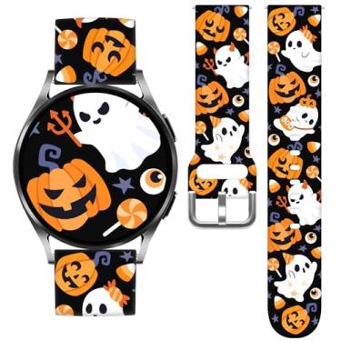 Imagem de Vieeki Pulseiras femininas de relógio Halloween Pumpkin compatíveis com Samsung Galaxy Watch 7, 6, 5, 4, 5 Pro (45 mm), 4 Classic (46 mm)/3 (41 mm)/Active 2, pulseira de silicone de substituição com