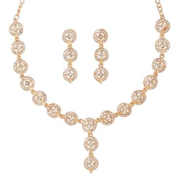 Imagem de Sunsoul By Touchstone Conjuntos de joias indianas para mulheres conjunto de brincos de colar de ouro Bollywood dourado combinando com joias de casamento moda nupcial designer de estilo Desi em tom