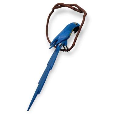 Imagem de Arara De Galho PP - Azul - Madeira para Jardim Casa Sitio Chacara Arte