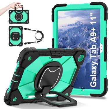 Imagem de Jaorty Capa para Samsung Galaxy Tab A9 Plus/A9+ modelo de 11 polegadas (SM-X210/X216/X218) com [alça de ombro] [suporte de lápis] rotação de 360° [girp e suporte] capa protetora à prova de choque,