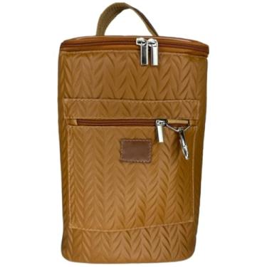 Imagem de Bolsa TéRmica Para 4 Garrafas Ou 2 Garrafas + 2 TaçAs - Ideal Para Vinho, Cerveja, Gin E Champanhe, Wine Bag Cooler Com EspaçO Para TaçAs(CARAMEL)