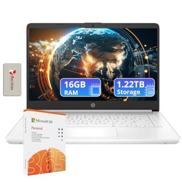 Imagem de HP Laptop HD de 35.6 cm emblemático com Office 365 de 1 ano | 16 GB de RAM | 1,22 TB de armazenamento (64 GB EMMC e 160 GB Docking Station e 1 TB de armazenamento na nuvem) | Processador Intel de 4