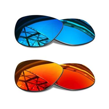 Imagem de SmartVLT Lentes de reposição masculinas Ice Blue&Fire Red para óculos de sol Oakley Frogskins OO9013 55 mm