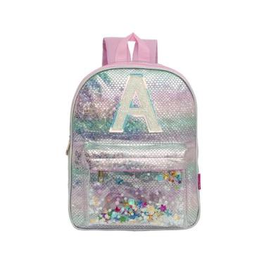 Imagem de Mochila Costas Escolar Creche Infantil Juvenil Menina Brilhante Rosa L