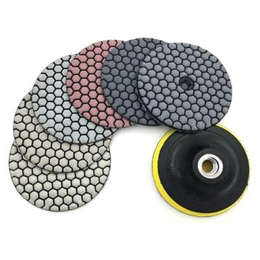 Imagem de BYYINGSUS 6 peças/conjunto de almofada de polimento a seco de 7,6 cm/10 cm almofada de polimento de diamante flexível tipo afiado para disco de lixa de pedra de mármore de granito H3