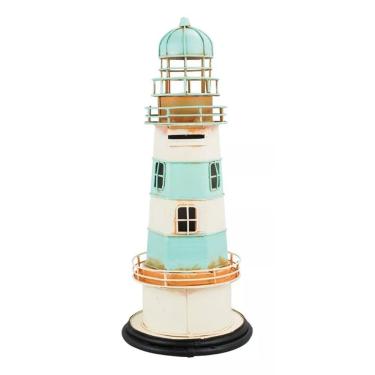 Imagem de Farol Cofrinho Detalhes Azul Estilo Retrô Vintage