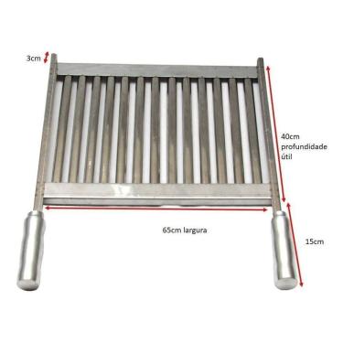 Imagem de Grelha Plana Uruguaia Em Inox Para Churrasqueira 65X40Cm