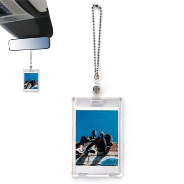 Imagem de Moldura para pendurar no carro, suporte para fotos de carro compatível com filme Polaroid Instax Mini de 8 x 5 cm, acessórios de decoração de espelho retrovisor (1 pacote)