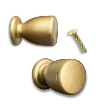 Imagem de Puxador Ponto Redondo para móveis em Metal Dourado Fosco - Compras Fác