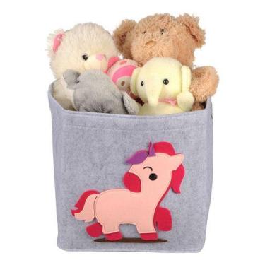 Imagem de Cesto Organizador Dobrável Quarto Infantil Animais Brinquedo - PGB, Ro