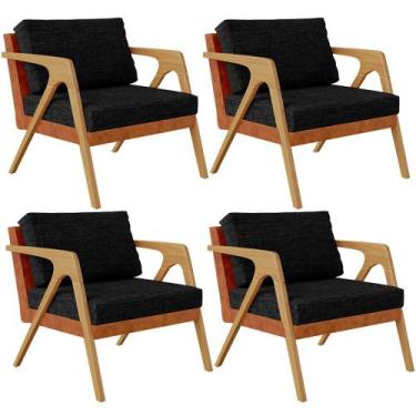 Imagem de Kit 04 Poltronas Decorativas Sala Estar Pietra L02 material sintético 