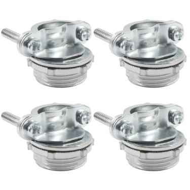 Imagem de BokWin Pacote com 4 conectores de cabo tipo braçadeira prata de 9,5 cm - aço zincado para aderência e proteção seguras, serve para projetos de fiação elétrica de conduíte metálico, fácil instalação e