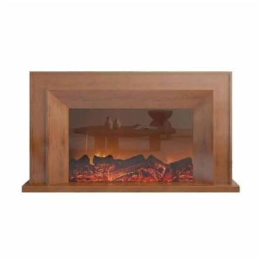 Imagem de Lareira Decorativa Lareira elétrica com manto de carvalho, lareira decorativa autônoma chama realista LED e controle remoto(Brown,L)