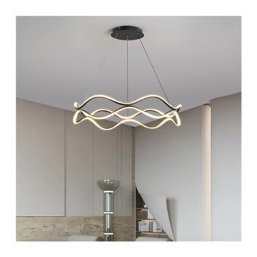 Imagem de Luminárias pendentes modernas de design ondulado para sala de jantar, compatíveis com mesa de ilha, luzes de cozinha para decoração de casa e iluminação interna, lâmpadas suspensas para lust