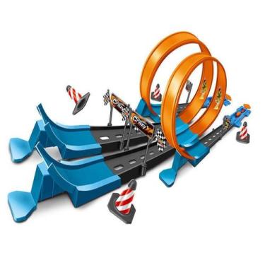 Imagem de Pista de Carrinho 4 Loop com 70 Peças Luzes, Som e Lançador - Jun Tong