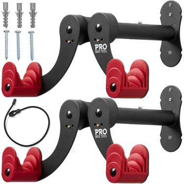 Imagem de Suporte de parede Pro-Bike Tool - Suporte de parede horizontal com braços suspensos ajustáveis - para quase todas as bicicletas - Suporte de parede de bicicleta com construção de metal durável - preto