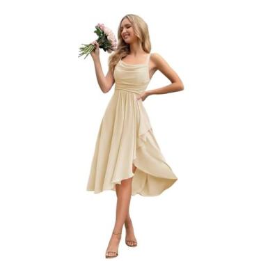 Imagem de Vestido de dama de honra OEUVIGF, decote curto, champanhe, chiffon