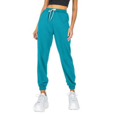 Imagem de Calça de moletom feminina AUTOMET Cinch Bottom Cyan XL