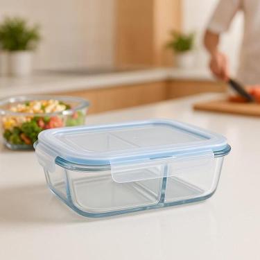 Imagem de Pote de Vidro Hermetico Marmita Grande 1520ml Divisoria Tampa Com Veda