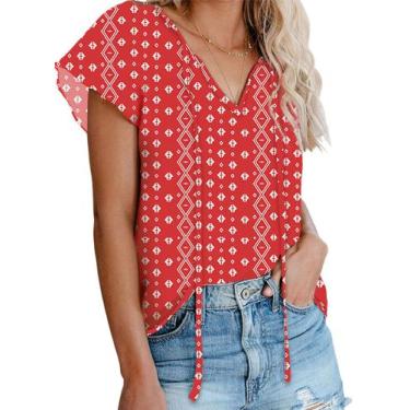 Imagem de Blusa feminina Biucly 2025, casual, casual, solta, com estampa floral