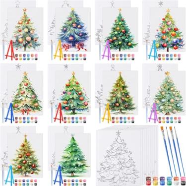 Imagem de Blosssound 10 conjuntos de pintura em tela pré-impressa pré-desenhada com kits de cavalete 12,7 cm x 18 cm painéis de pintura de contorno para iniciantes, projeto de artesanato DIY, lembrancinha de