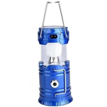 Imagem de Lampião Luminária Carregador Solar Camping USB LED Lanterna, Iluminação Ao Ar Livre, Carregamento Solar USB, Bateria Duradoura, Ideal Para Acampamento E Emergências(Azul)