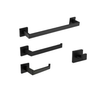 Imagem de Ferragens de banheiro preto fosco para banheiro toalheiro de aço inoxidável 304 suporte de papel higiênico suporte de sabão líquido barra de toalha vaso sanitário moderno (conjunto de 2 barras 60 cm