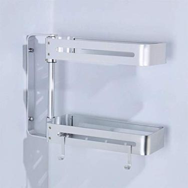 Imagem de Prateleira organizadora giratória para pendurar na parede de canto de especiarias para cozinha, banheiro, prateleira