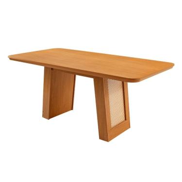 Imagem de Mesa Jantar Carolina 180cm Tampo Mdf Canto Copo Moderna Naturalle