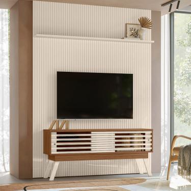 Imagem de Painel TV 65 Pol 179cm Ripado Valen e Bancada Orlin Naturale/Off White M20 - D'Rossi