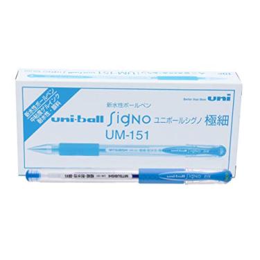 Imagem de Caneta Gel UM-151 SIGNO DX 0,38, Azul Claro, Uni-ball, Caixa c/10 unidades