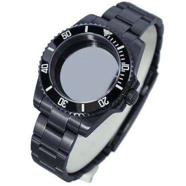 Imagem de FEIYASHI Caixa de relógio preta SUB Steel Diver com vidro de safira à prova d'água para movimento NH35 NH34 NH36 Miyota8215, Tampa inferior de vidro 2, For Miyota8215 8205 Movement, Caixa de relógio