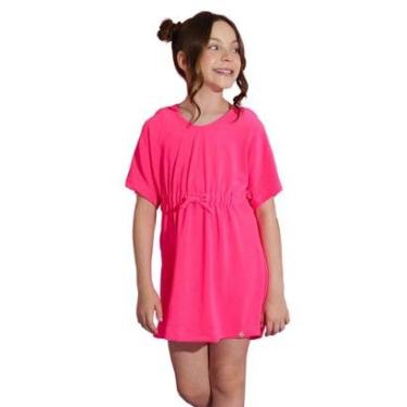 Imagem de Saída de Praia Infantil Atoalhada com Capuz Pink Neon Everly-Feminino