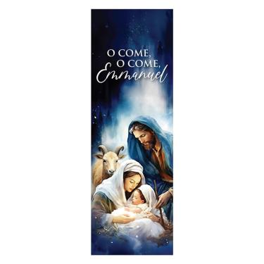 Imagem de Banner de Natal de marcas cristãs – Faixa de igreja "O Come Emmanuel", 6 x 1,8 m
