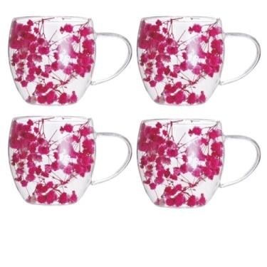 Imagem de Caneca 3d Camélia Primavera Kit 4 Unidades Borossilicato 250ml
