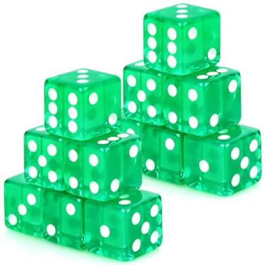 Imagem de Adecortalk 12 Pcs 19 mm Casino Dice Acrylic Green Translucent D6 Dice 6 Sided with Square w/Rounded Edge for Casino Craps Table Game Night Board Games Teaching Math Supplies