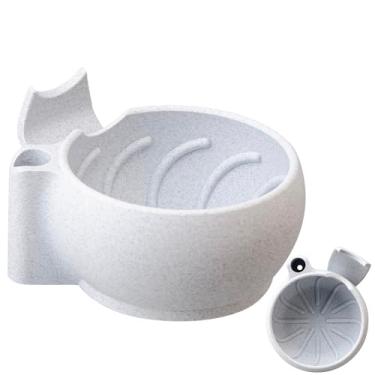 Imagem de Grandslam Tigela de barbear com sulcos, caneca de barbear com suporte de escova, tigela de sabão de barbear para creme de barbear e sabão, durável e mantém o calor por mais tempo, espuma rica e