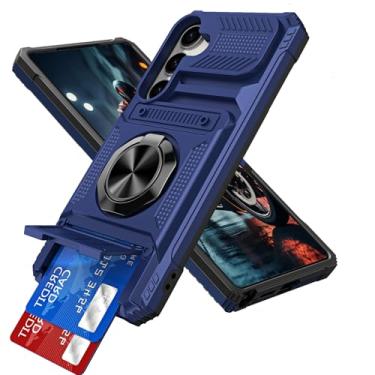 Imagem de QIVSTAR Capa magnética para Samsung Galaxy S25 FE, anel giratório de 360° com compartimento oculto para cartão, proteção de nível militar, capa de telefone à prova de choque para Samsung Galaxy S25 FE