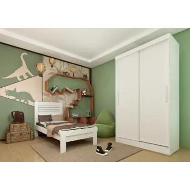 Imagem de Guarda Roupa Solteiro 2 Portas 2 Gavetas FirenzeNeve Tcil Móveis - MOV