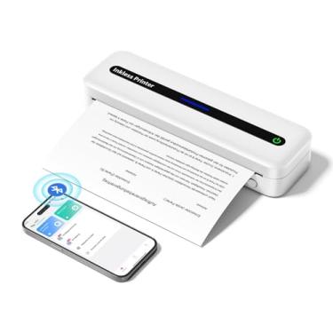 Imagem de Impressoras portáteis sem fio para viagens, sem tinta térmica, 300 Dpi, 2600 mAh, Bluetooth 5.0 sem fio, suporta carta dos EUA de 21,6 cm x 28 cm, tamanho A4, compatível com iPhone, iPad, Android, Mac