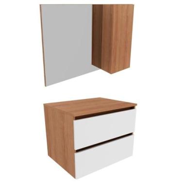 Imagem de Conjunto Para Banheiro Gabinete Bn3607x02 Amendoa Branco - TECNO MOBIL