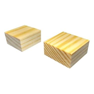 Imagem de 32 Plaquinhas Madeira Pinus Artesanato 6 X 6 X 2 Cm