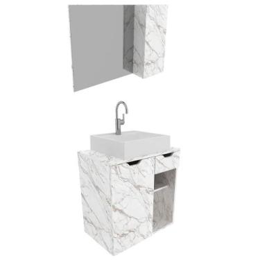 Imagem de Conjunto Para Banheiro Com Cuba E Espelho Bn2 Marmore Branco - TECNO M