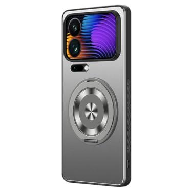 Imagem de HAOMRIYL Capa para Xiaomi 17 Pro Max/17 Pro/17, suporte de anel oculto, capa de proteção de lente fina rígida PC antiarranhões, cinza, 17 Pro Max