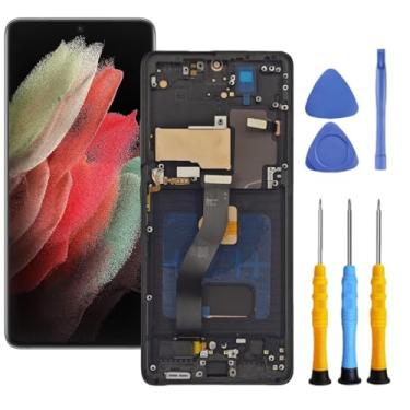 Imagem de ZTOOYO Tela de substituição AMOLED para Samsung Galaxy S21 Ultra 5G com moldura para Samsung S21 Ultra Kit de substituição de tela SM-G998u G998a G998w LCD Touch Display digitalizador com ferramentas